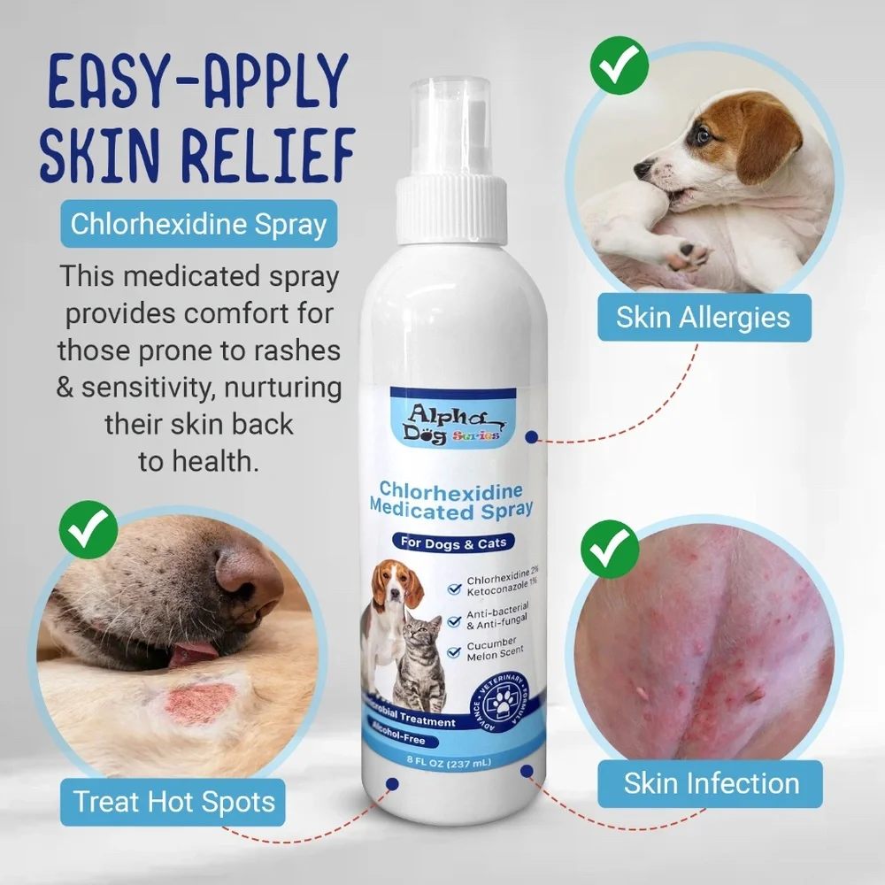 Alpha Dog Series Chlorhexidine Ketoconazole Anti Itch Hot Spot Relief Spray